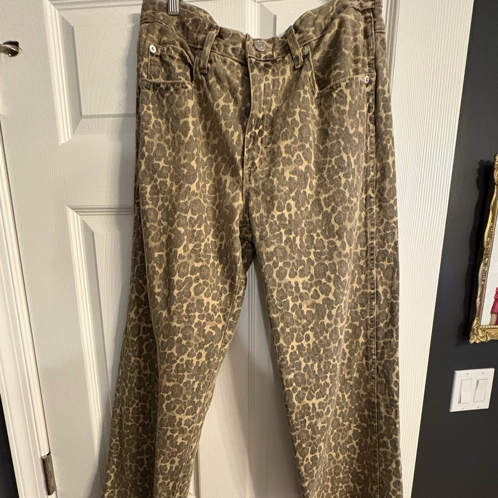 Amo Denim wide Leg Leopard Print jeans